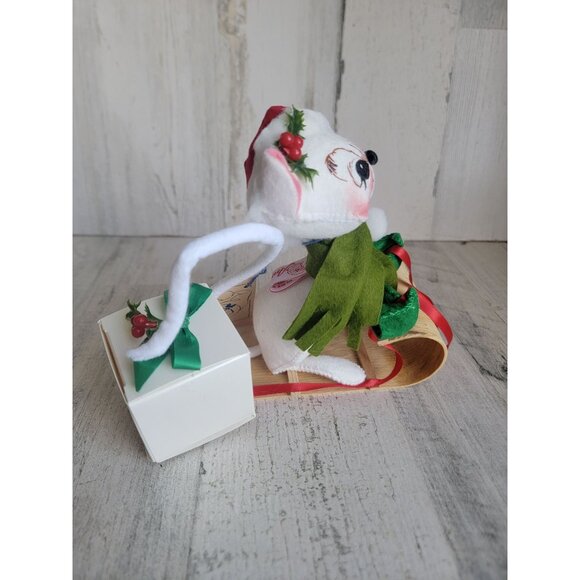 Annalee vintage white mouse on sled doll Society - Picture 2 of 6